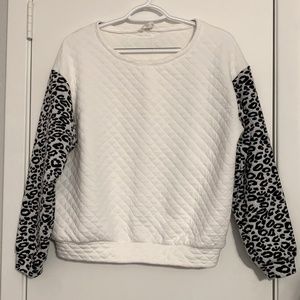 Sugarlips | Black & White Quilted Animal Print Crew Neck Sweatshirt